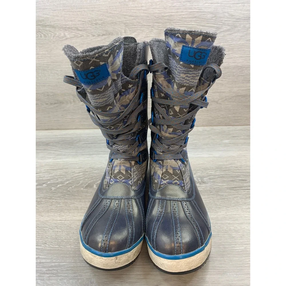 UGG‎ Australia Adirondack Women's Tall Blue Winter Boots Fair Isle Shoes